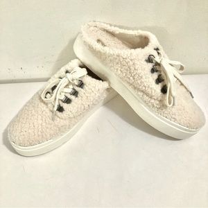 Lucky Brand Faux Fur Tolini Slip On Backless Sneakers Shoes